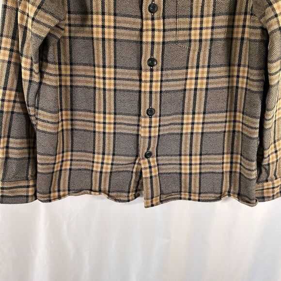Express Flannel Shirt Women's Medium Brown Plaid Button Up Long Sleeve - Picture 3 of 7